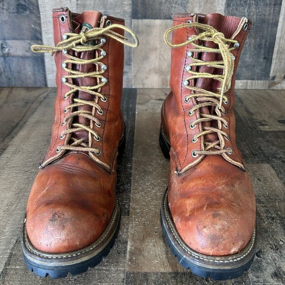 Red Wing Irish Setter Vintage Plain Toe Lace Up Work Boots Mens 13 D - Picture 7 of 12